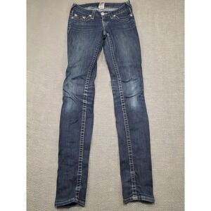 True Religion Skinny Jeans Womens 26‎ Dark Wash Rhinestone Horseshoe Made in USA